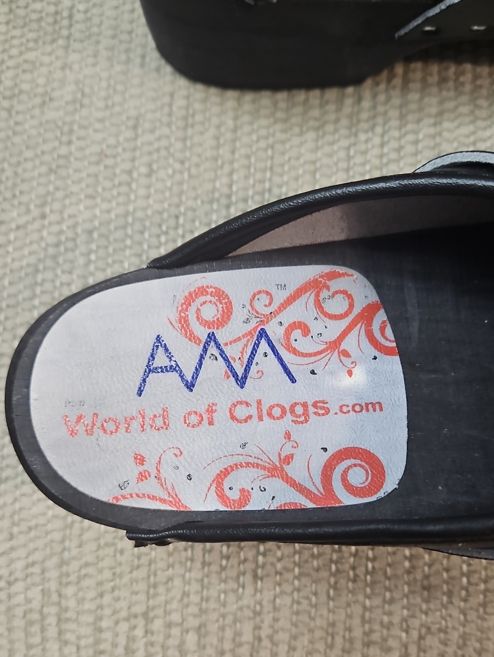 AM World of Clogs Black Leather Clogs Women 8 EU 39 Swedish Style - Picture 8 of 12